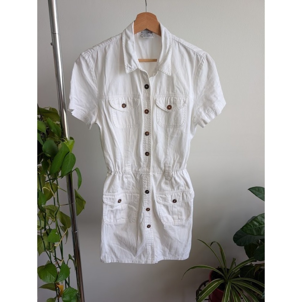 vintage 90s romper skort white utility dress collared preppy tennis euro summer